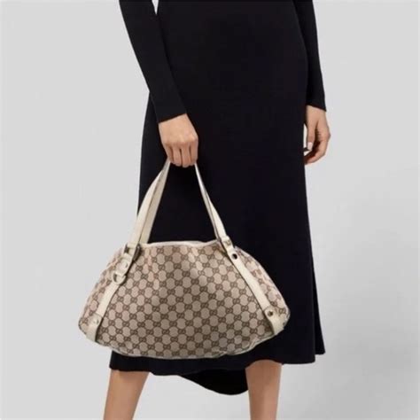 gucci canvas abbey tote|genuine Gucci bag purse tote.